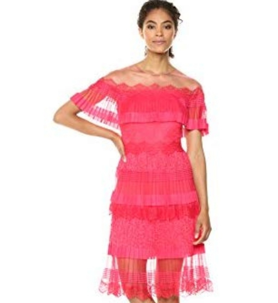 Tadashi shoji Elbow sleeves tiered short dress.